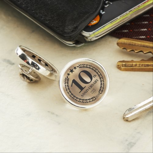Gold 10th Anniversary Business Logo Lapel Pin