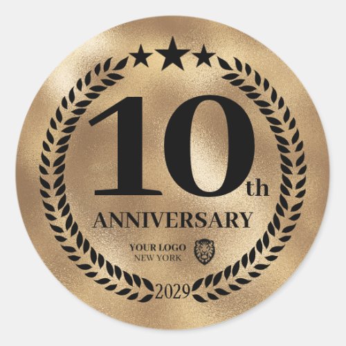 Gold 10th Anniversary Business Logo Sticker