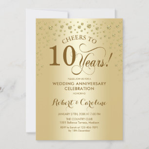 Gold 10th Anniversary Celebration Invitation