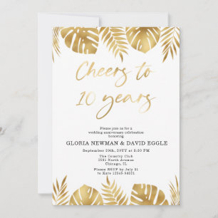 Gold 10th Wedding Anniversary Invitation