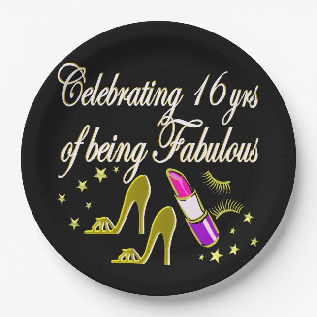 GOLD 16 & FABULOUS DIVA DESIGN PAPER PLATES (Front)