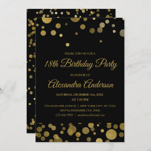 Gold 18th Birthday Party Gold Confetti Invitation