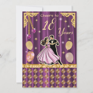Gold 18th Birthday   Step into adulthood in style  Invitation