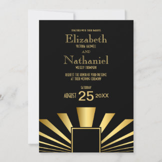 Gold 1920s Art Deco Wedding Invitation