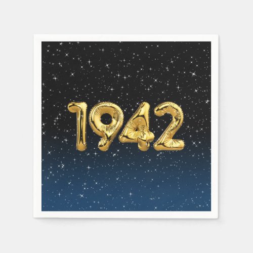 Gold 1942 Birth Year Balloons With Stars Napkins