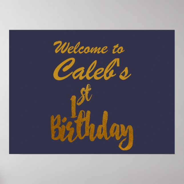 Gold 1st Birthday Any Color Custom Party Banner Poster (Front)