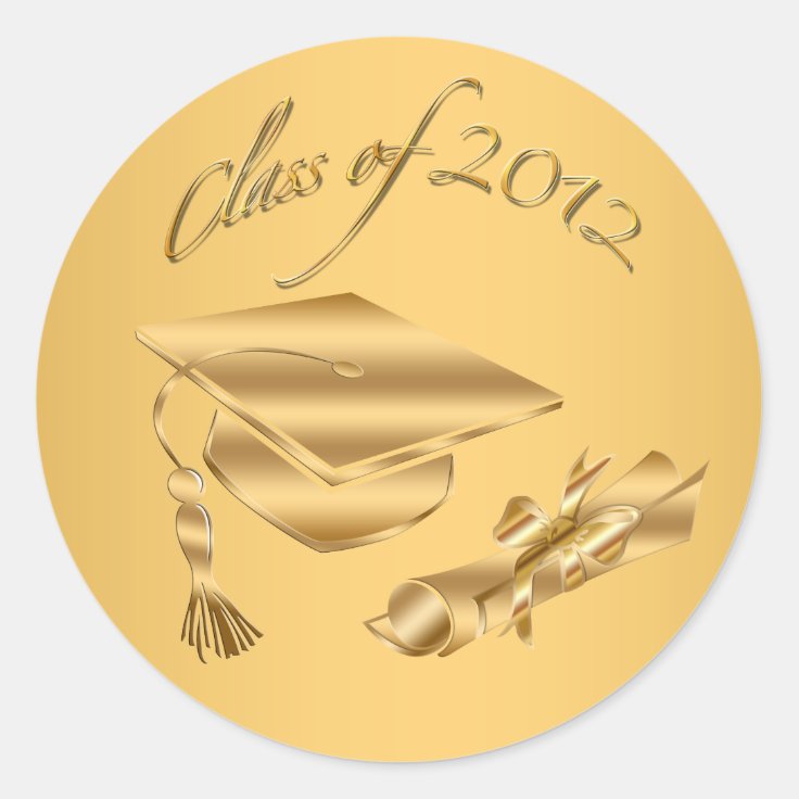 Gold 2012 Graduation Cap & Diploma Seals | Zazzle