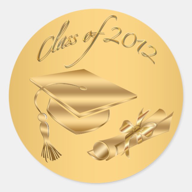 Gold 2012 Graduation Cap & Diploma Seals (Front)