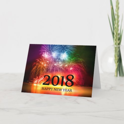 Gold 2018 Happy New Year Fireworks card