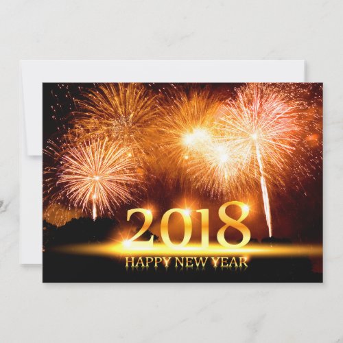 Gold 2018 Happy New Year Fireworks card