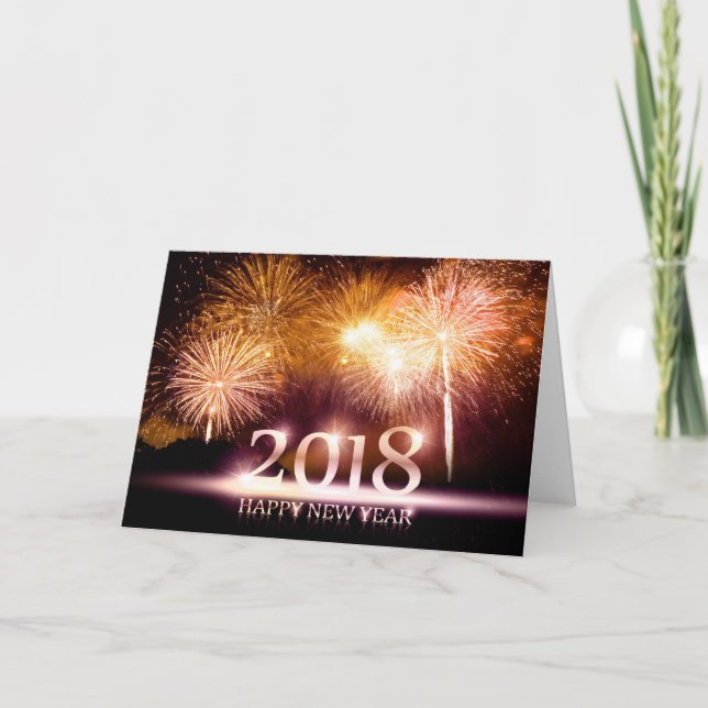 Gold 2018 Happy New Year Fireworks card (Front)