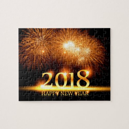 Gold 2018 Happy New Year Fireworks puzzle
