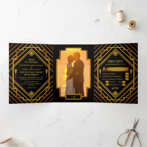 Gold 2020s Wedding Suite Tri_Fold Invitation