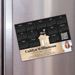 Gold 2025 Calendar Realtor Photo QR Code Magnet<br><div class="desc">Present your best self to your clients and make sure they remember you year-round with this chic, elegant, 2025 calendar magnet card. A simple, modern 12 month calendar, a brushed faux gold modern house icon, your custom qr code, personal photo and bold black typography on a brushed faux gold band...</div>