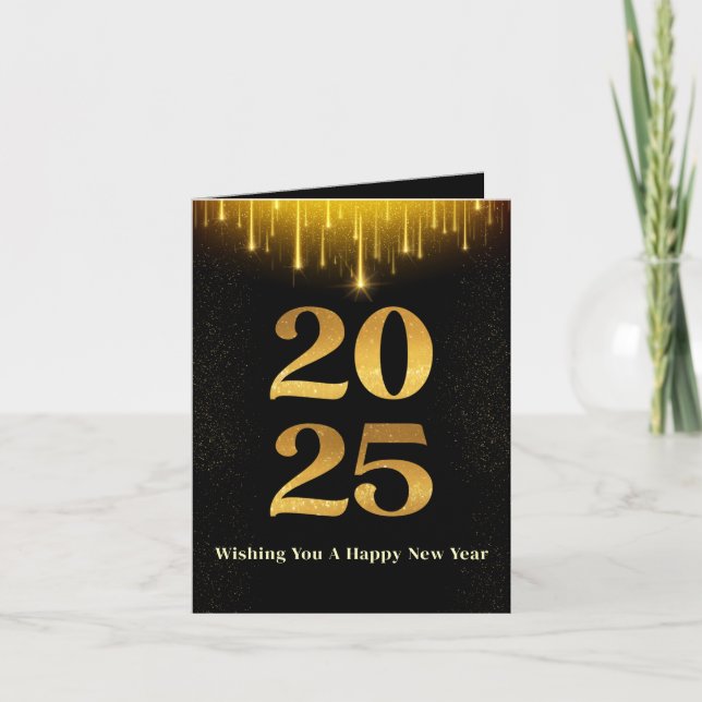Gold 2025 New years celebration Holiday Card (Front)