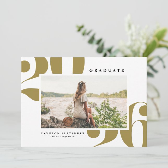 Gold 2026 Bold Typography Photo Graduation Announcement (Standing Front)