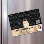 Gold 2026 Calendar Realtor Photo QR Code Magnet<br><div class="desc">Present your best self to your clients and make sure they remember you year-round with this chic, elegant, 2026 calendar magnet card. A simple, modern 12 month calendar, a brushed faux gold modern house icon, your custom qr code, personal photo and bold black typography on a brushed faux gold band...</div>