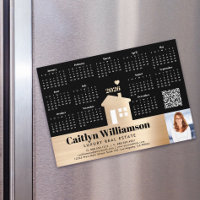 Gold 2026 Calendar Realtor Photo QR Code Magnet