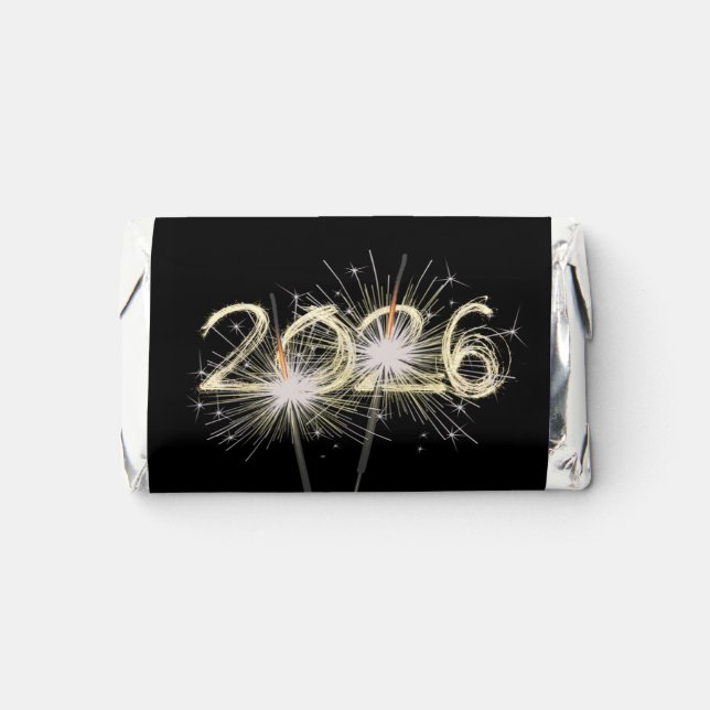 Gold 2026 Graduation Sparklers On Black   Hershey's Miniatures (Front)