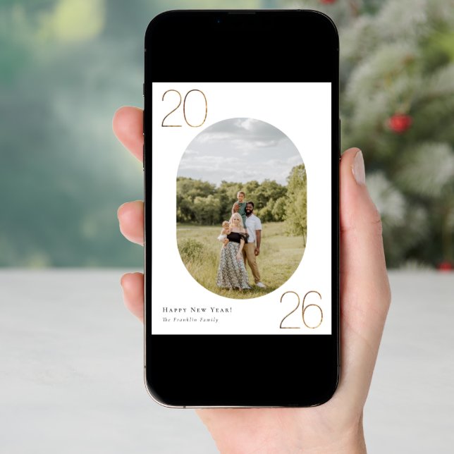 Gold 2026 New Year Photo Holiday Card (Front Digital)