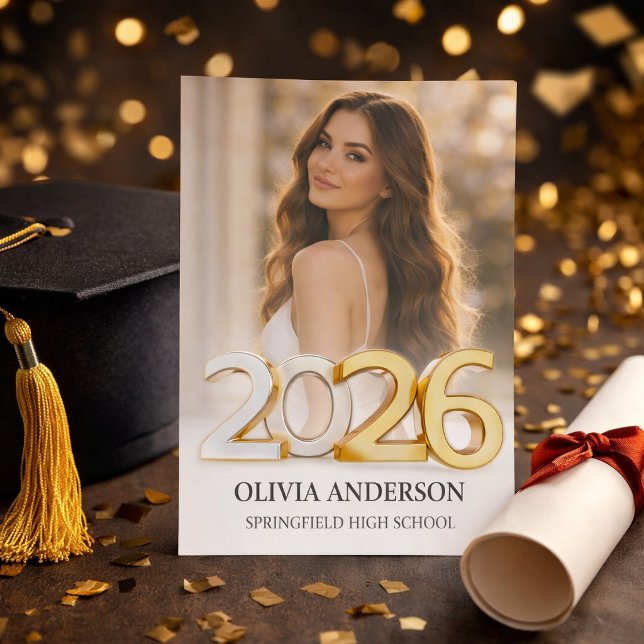 Gold 2026 Photo Graduation  Invitation (Creator Uploaded)