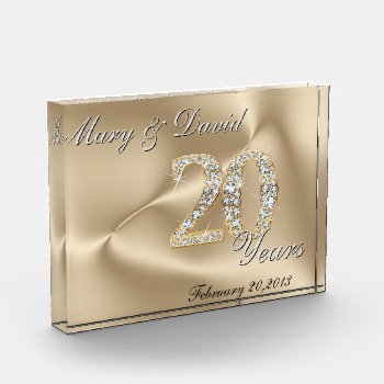 Gold 20 Year Anniversary Acrylic Award by UTeezSF at Zazzle