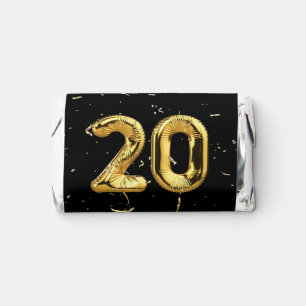 Gold 20th Anniversary Balloons and Confetti Hershey's Miniatures