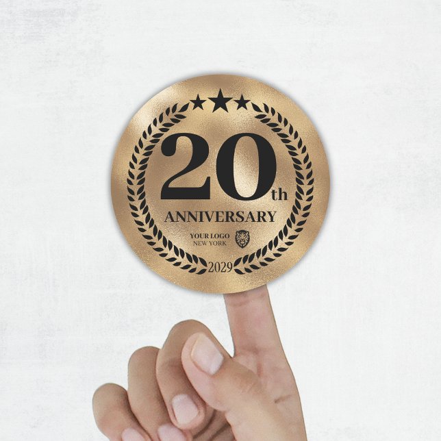 Gold 20th Anniversary Business Logo Commemorative Classic Round Sticker (Gold 20th Anniversary Business Logo Commemorative Classic Round Sticker
)
