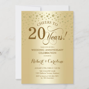 Gold 20th Anniversary Celebration Invitation
