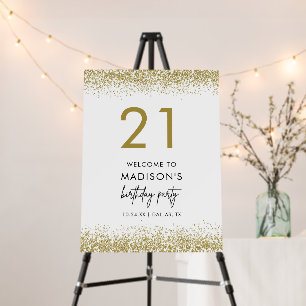 Gold 21st Birthday Party Decoration Welcome Sign