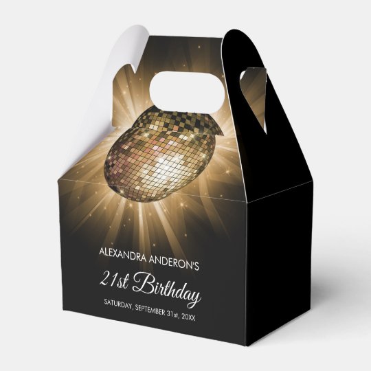 Gold 21st Birthday Party Gold Disco Ball Favor Box Zazzle Com