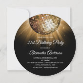 Gold 21st Birthday Party Gold Disco Ball Invitation (Front)