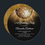Gold 21st Birthday Party Gold Disco Ball Invitation<br><div class="desc">Gold Twenty First Birthday Party Gold Disco Ball Party Invitation. The Gold and Black 21st Birthday Party Invitation is perfect for a modern 21st Birthday Party.</div>