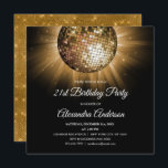Gold 21st Birthday Party Gold Disco Ball Invitation<br><div class="desc">Gold Twenty First Birthday Party Gold Disco Ball Party Invitation. The Gold and Black 21st Birthday Party Invitation is perfect for a modern 21st Birthday Party.</div>