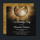 Gold 21st Birthday Party Gold Disco Ball Invitation<br><div class="desc">Gold Twenty First Birthday Party Gold Disco Ball Party Invitation. The Gold and Black 21st Birthday Party Invitation is perfect for a modern 21st Birthday Party.</div>