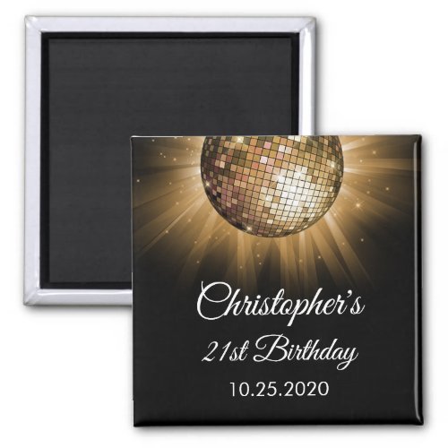 Gold 21st Birthday Party Gold Disco Ball Magnet