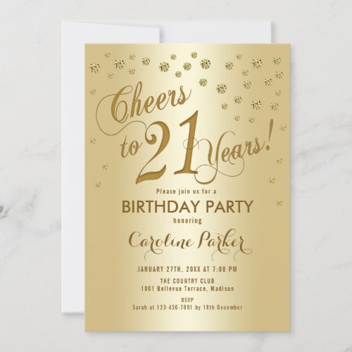 Gold 21st Birthday Party Invitation