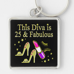 GOLD 25 AND FABULOUS DIVA DESIGN KEYCHAIN