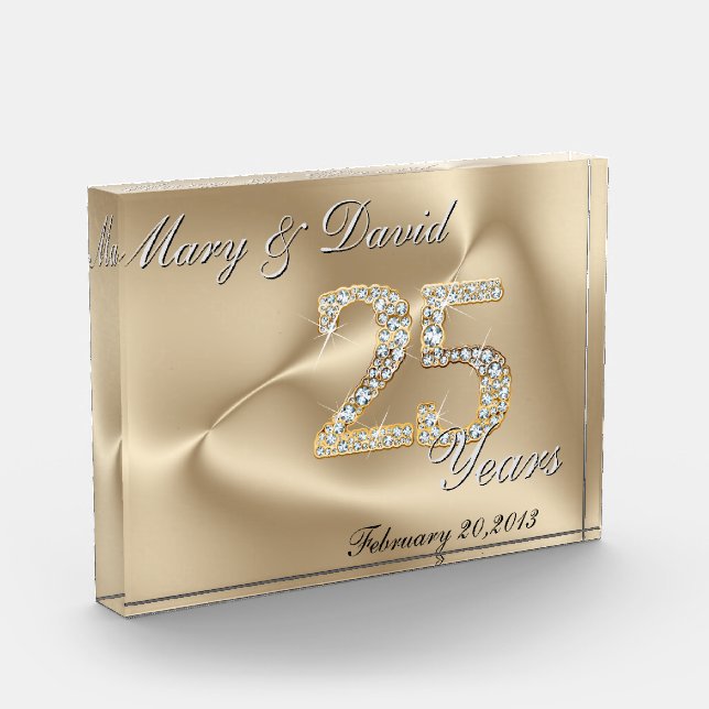 Gold 25 Year Anniversary Acrylic Award (Left)