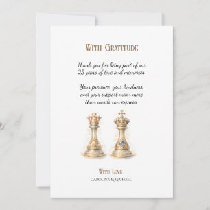 Gold 25 Years of Love Wedding Anniversary  Thank You Card