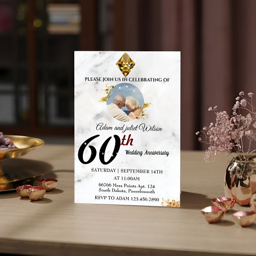 Gold 25th 40th 10th 75th 60th wedding anniversary invitation