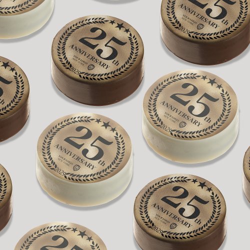 Gold 25th Anniversary Business Logo Chocolate Covered Oreo