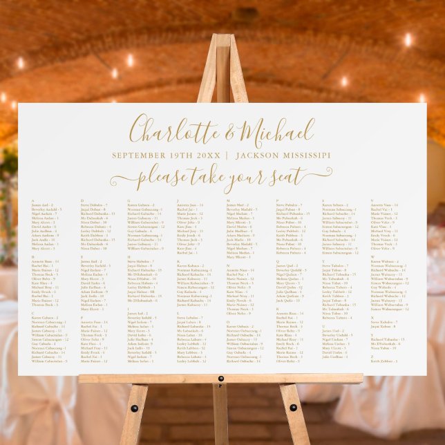 Gold 300 Names Wedding Seating Chart Sign (Creator Uploaded)