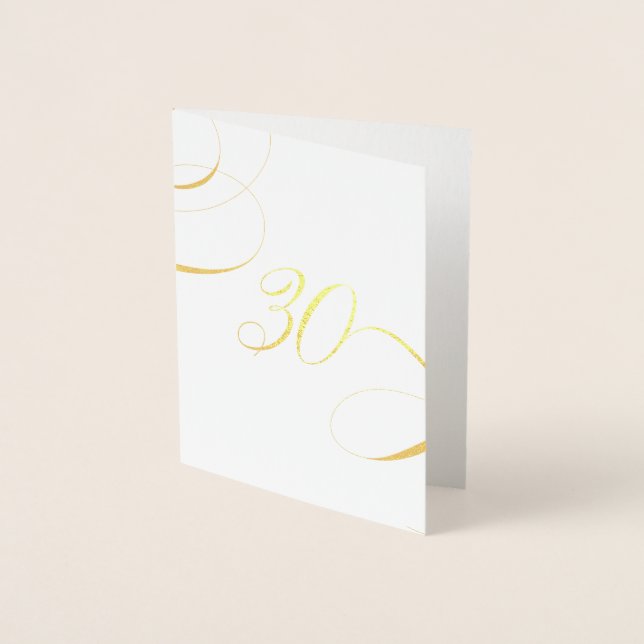 Gold 30 Calligraphy Milestone Birthday Anniversary Foil Card (Front)