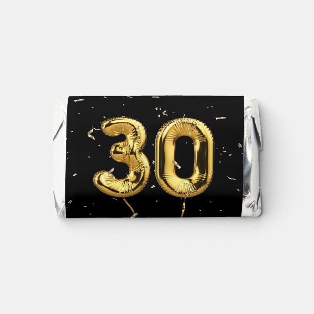 Gold 30th Anniversary Balloons and Confetti   Hershey's Miniatures (Front)