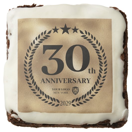 Gold 30th Anniversary Business Logo Brownie (Front)