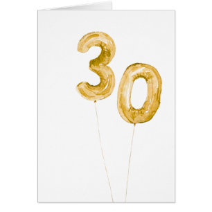 gold 30th bday balloons cards