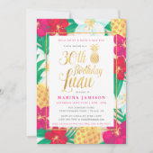 Gold 30th Birthday Luau Party Invitations (Front)