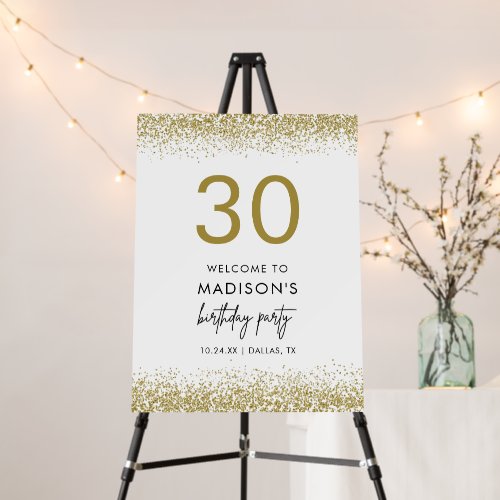 Gold 30th Birthday Party Decoration Welcome Sign