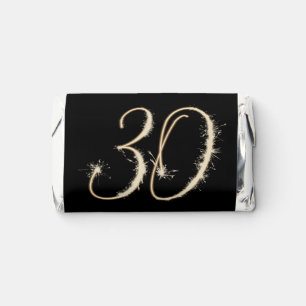 Gold 30th Birthday Sparklers On Black Hershey's Miniatures